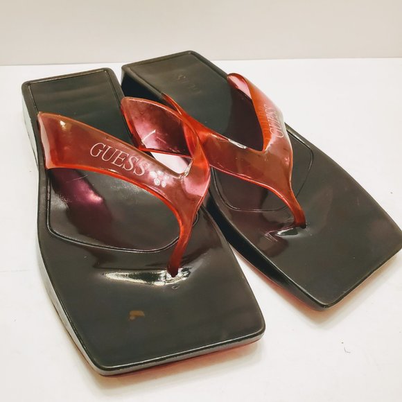 Vintage Y2K GUESS Plastic Square Toe Flip Flop Thong Sandals Size: 6 - Picture 13 of 13